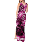 Matariki New Zealand Tank Maxi Dress NZ Niho Taniwha Maori New Year Pink Galaxy
