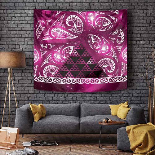 Matariki New Zealand Tapestry NZ Niho Taniwha Maori New Year Pink Galaxy