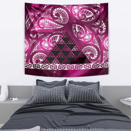 Matariki New Zealand Tapestry NZ Niho Taniwha Maori New Year Pink Galaxy