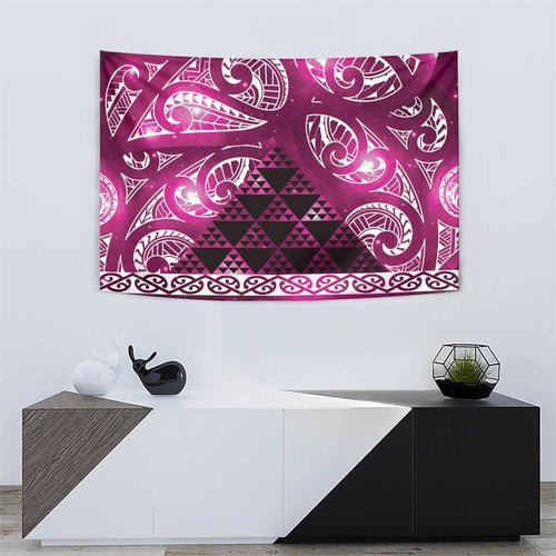 Matariki New Zealand Tapestry NZ Niho Taniwha Maori New Year Pink Galaxy