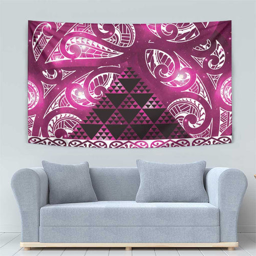 Matariki New Zealand Tapestry NZ Niho Taniwha Maori New Year Pink Galaxy