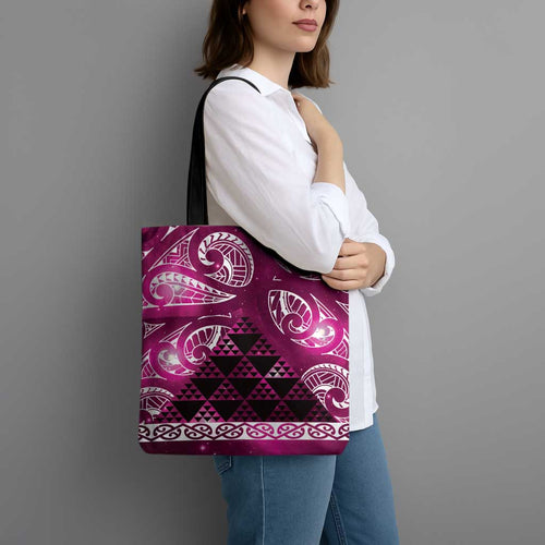Matariki New Zealand Tote Bag NZ Niho Taniwha Maori New Year Pink Galaxy