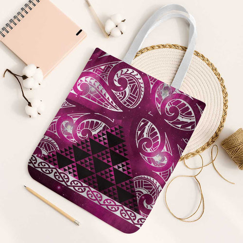 Matariki New Zealand Tote Bag NZ Niho Taniwha Maori New Year Pink Galaxy