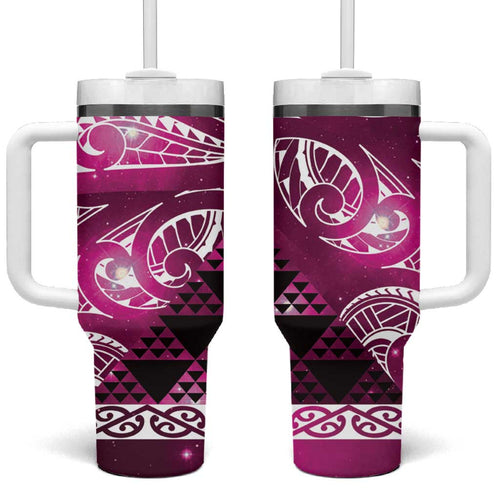 Matariki New Zealand Tumbler With Handle NZ Niho Taniwha Maori New Year Pink Galaxy