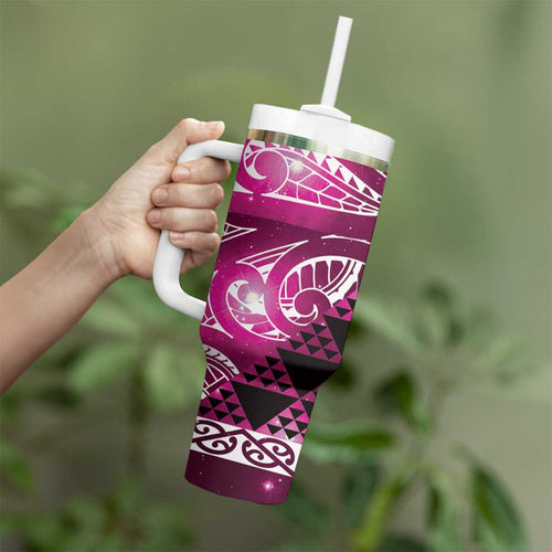 Matariki New Zealand Tumbler With Handle NZ Niho Taniwha Maori New Year Pink Galaxy