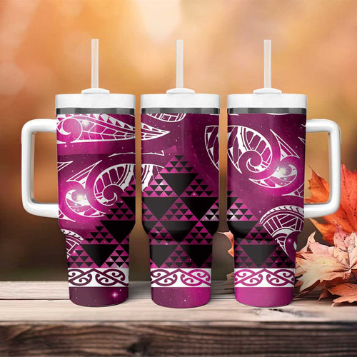 Matariki New Zealand Tumbler With Handle NZ Niho Taniwha Maori New Year Pink Galaxy