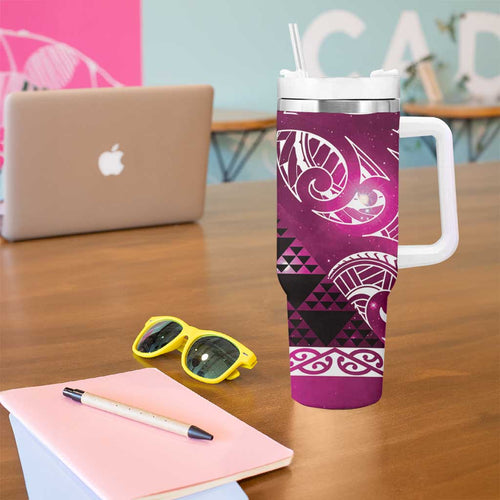 Matariki New Zealand Tumbler With Handle NZ Niho Taniwha Maori New Year Pink Galaxy