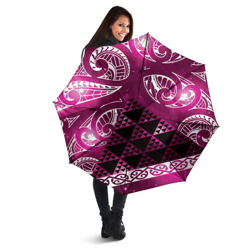 Matariki New Zealand Umbrella NZ Niho Taniwha Maori New Year Pink Galaxy