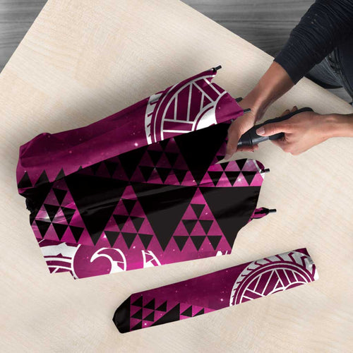 Matariki New Zealand Umbrella NZ Niho Taniwha Maori New Year Pink Galaxy
