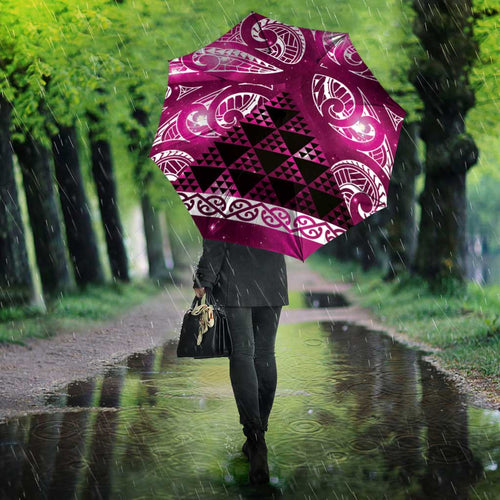 Matariki New Zealand Umbrella NZ Niho Taniwha Maori New Year Pink Galaxy