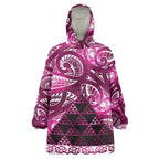 Matariki New Zealand Wearable Blanket Hoodie NZ Niho Taniwha Maori New Year Pink Galaxy