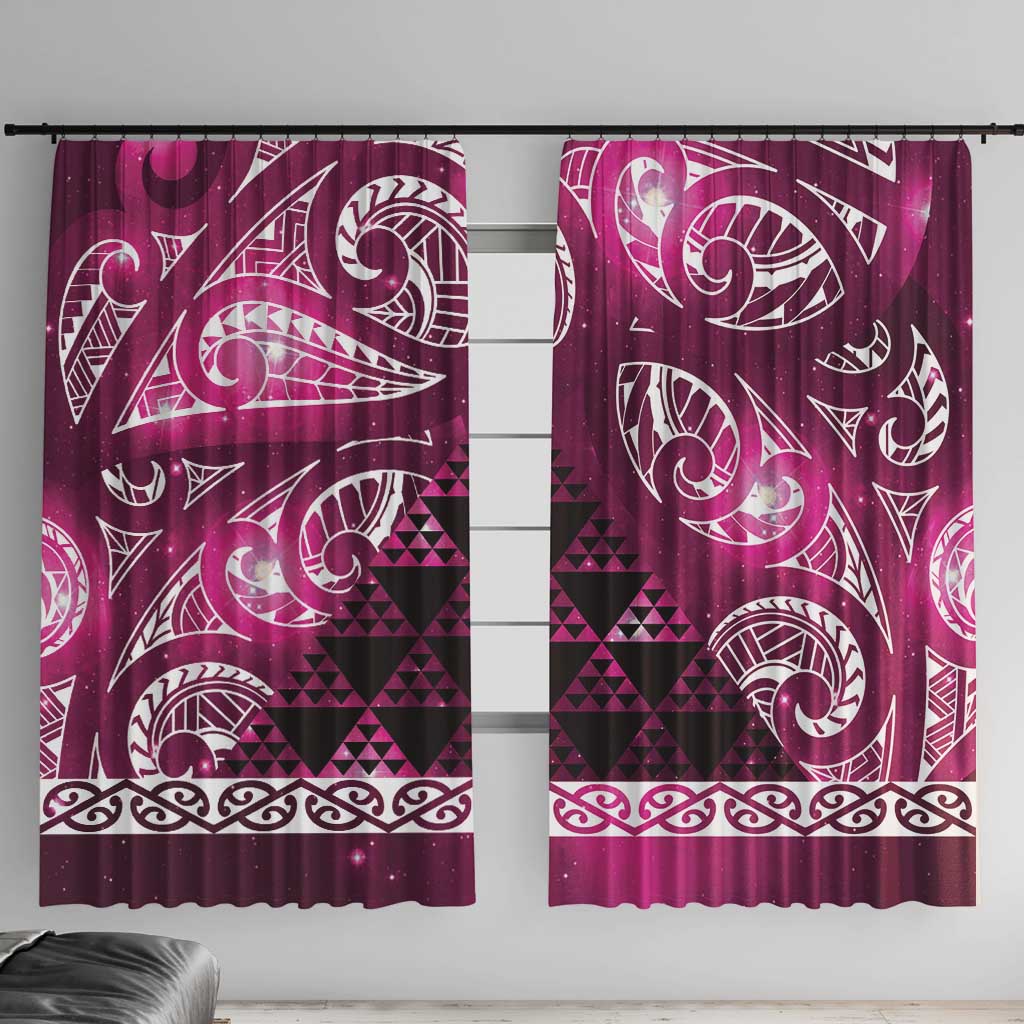 Matariki New Zealand Window Curtain NZ Niho Taniwha Maori New Year Pink Galaxy