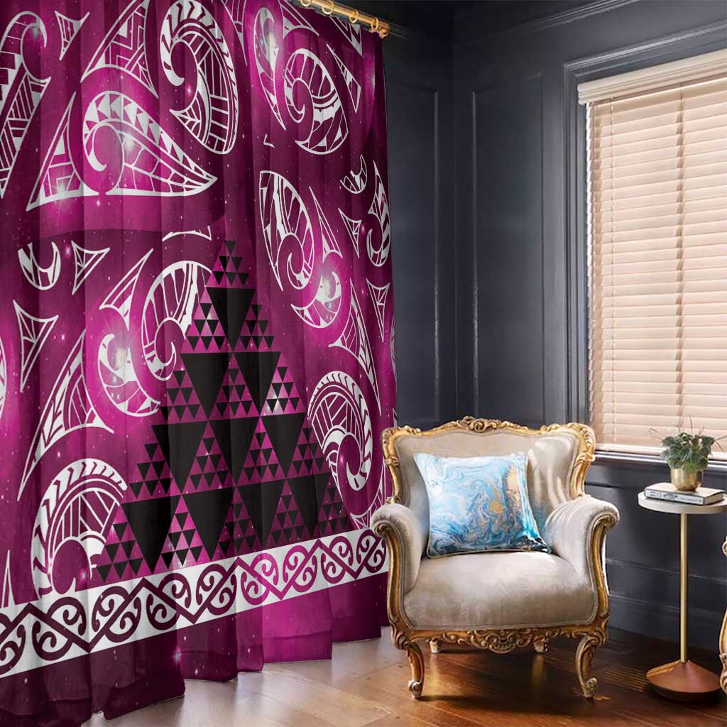 Matariki New Zealand Window Curtain NZ Niho Taniwha Maori New Year Pink Galaxy