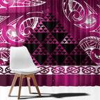 Matariki New Zealand Window Curtain NZ Niho Taniwha Maori New Year Pink Galaxy