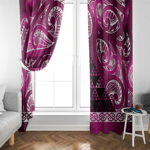 Matariki New Zealand Window Curtain NZ Niho Taniwha Maori New Year Pink Galaxy