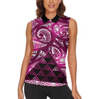 Matariki New Zealand Women Sleeveless Polo Shirt NZ Niho Taniwha Maori New Year Pink Galaxy