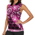 Matariki New Zealand Women Sleeveless Polo Shirt NZ Niho Taniwha Maori New Year Pink Galaxy