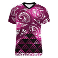 Matariki New Zealand Women V-Neck T-Shirt NZ Niho Taniwha Maori New Year Pink Galaxy