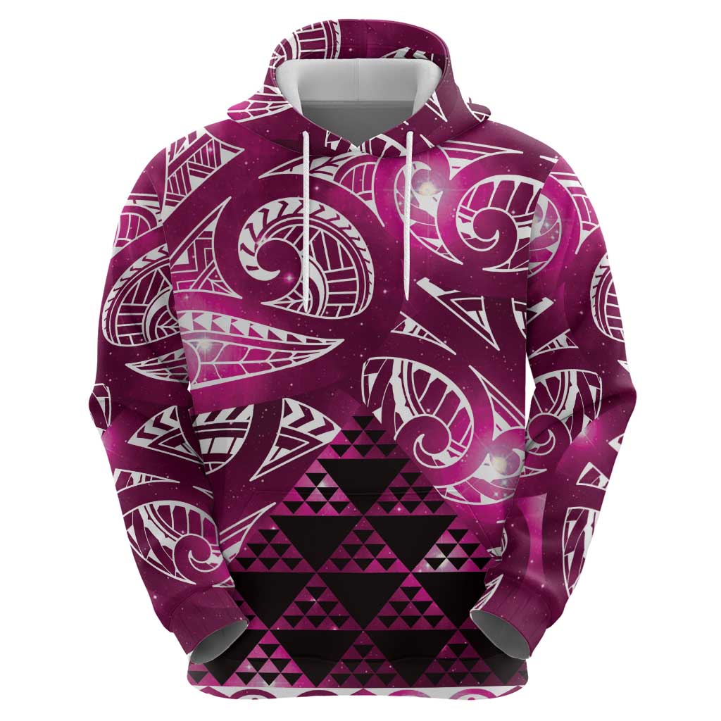 Matariki New Zealand Zip Hoodie NZ Niho Taniwha Maori New Year Pink Galaxy