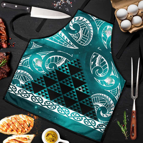Matariki New Zealand Apron NZ Niho Taniwha Maori New Year Cyan Galaxy