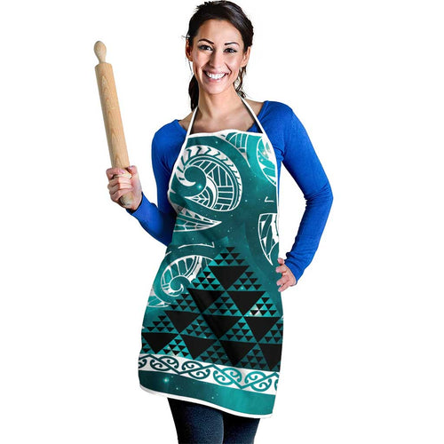 Matariki New Zealand Apron NZ Niho Taniwha Maori New Year Cyan Galaxy