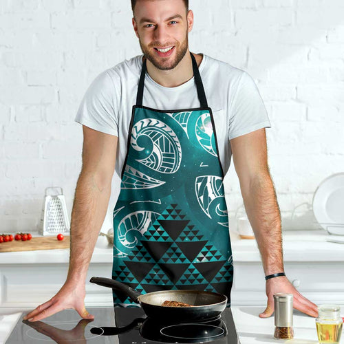 Matariki New Zealand Apron NZ Niho Taniwha Maori New Year Cyan Galaxy