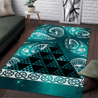 Matariki New Zealand Area Rug NZ Niho Taniwha Maori New Year Cyan Galaxy