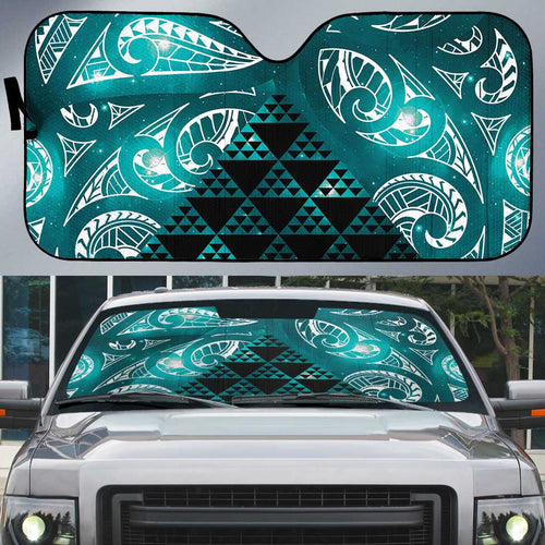 Matariki New Zealand Auto Sun Shade NZ Niho Taniwha Maori New Year Cyan Galaxy