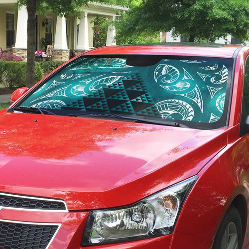 Matariki New Zealand Auto Sun Shade NZ Niho Taniwha Maori New Year Cyan Galaxy