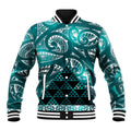 Matariki New Zealand Baseball Jacket NZ Niho Taniwha Maori New Year Cyan Galaxy