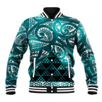 Matariki New Zealand Baseball Jacket NZ Niho Taniwha Maori New Year Cyan Galaxy