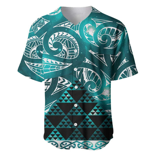Matariki New Zealand Baseball Jersey NZ Niho Taniwha Maori New Year Cyan Galaxy