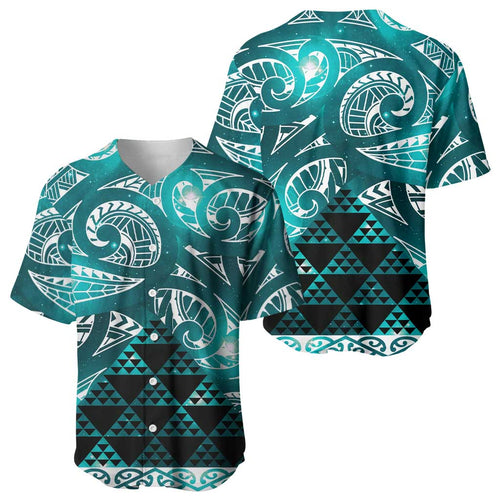 Matariki New Zealand Baseball Jersey NZ Niho Taniwha Maori New Year Cyan Galaxy