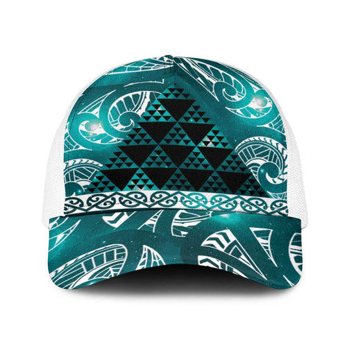 Matariki New Zealand Baseball Net Cap NZ Niho Taniwha Maori New Year Cyan Galaxy