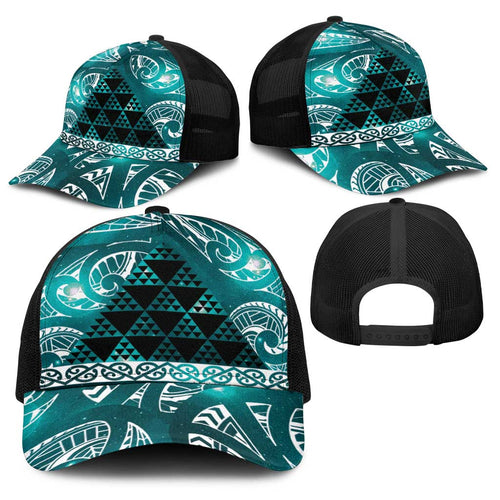Matariki New Zealand Baseball Net Cap NZ Niho Taniwha Maori New Year Cyan Galaxy