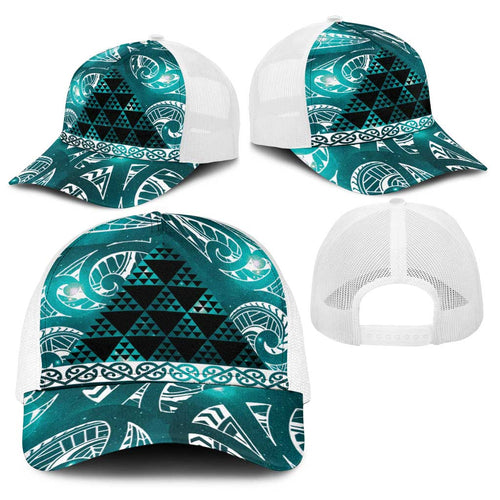 Matariki New Zealand Baseball Net Cap NZ Niho Taniwha Maori New Year Cyan Galaxy