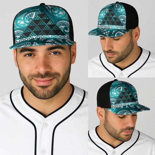 Matariki New Zealand Baseball Net Cap NZ Niho Taniwha Maori New Year Cyan Galaxy