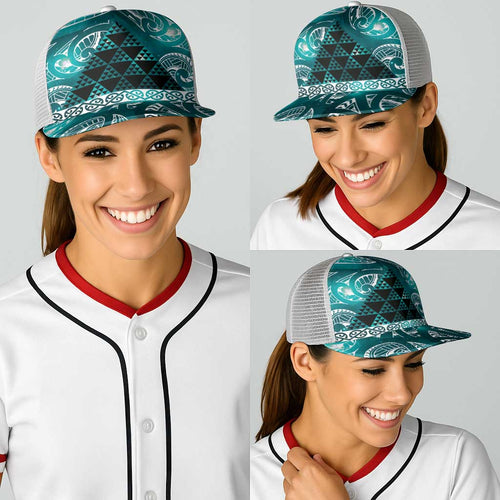 Matariki New Zealand Baseball Net Cap NZ Niho Taniwha Maori New Year Cyan Galaxy