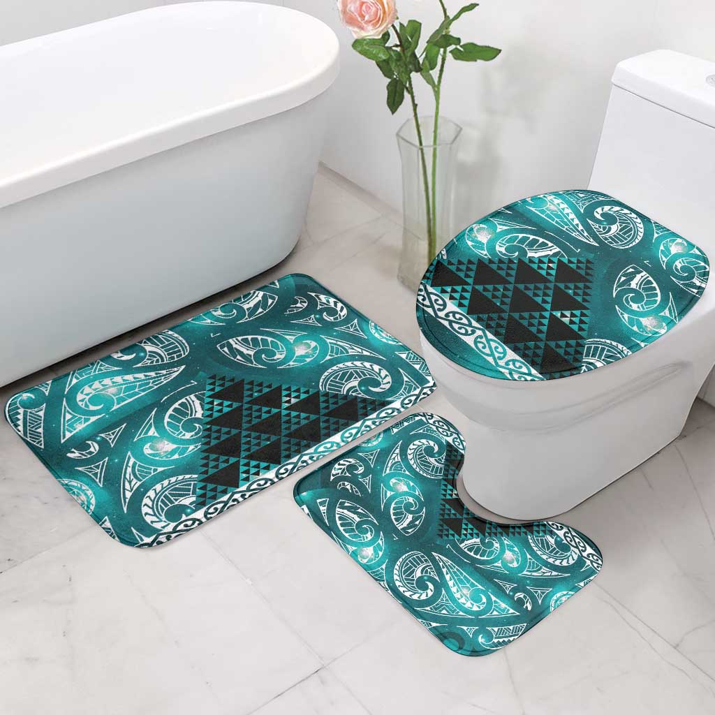 Matariki New Zealand Bathroom Set NZ Niho Taniwha Maori New Year Cyan Galaxy