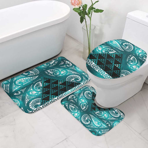 Matariki New Zealand Bathroom Set NZ Niho Taniwha Maori New Year Cyan Galaxy