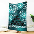 Matariki New Zealand Blanket NZ Niho Taniwha Maori New Year Cyan Galaxy