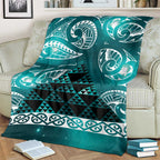 Matariki New Zealand Blanket NZ Niho Taniwha Maori New Year Cyan Galaxy