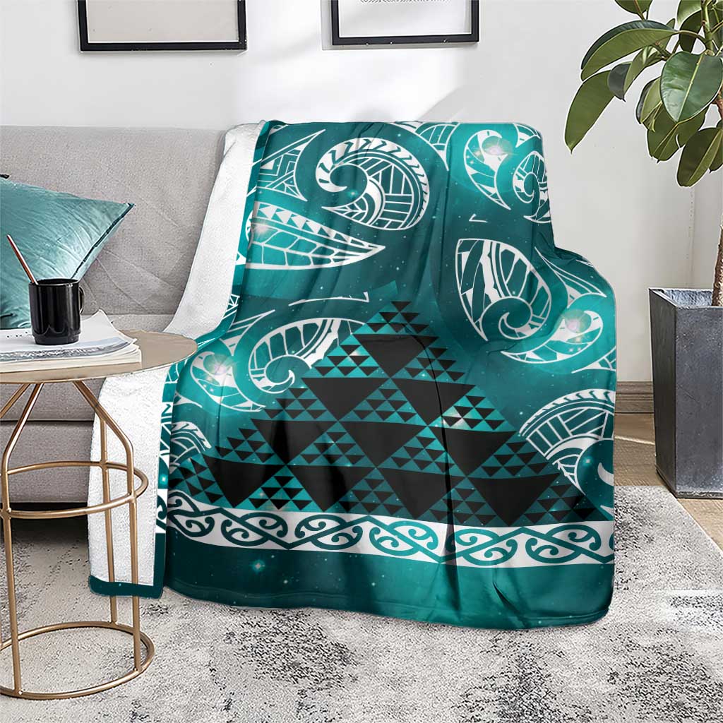 Matariki New Zealand Blanket NZ Niho Taniwha Maori New Year Cyan Galaxy
