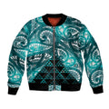 Matariki New Zealand Bomber Jacket NZ Niho Taniwha Maori New Year Cyan Galaxy