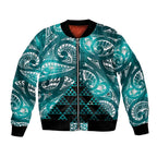 Matariki New Zealand Bomber Jacket NZ Niho Taniwha Maori New Year Cyan Galaxy