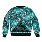 Matariki New Zealand Bomber Jacket NZ Niho Taniwha Maori New Year Cyan Galaxy