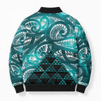 Matariki New Zealand Bomber Puffer Jacket NZ Niho Taniwha Maori New Year Cyan Galaxy
