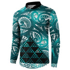 Matariki New Zealand Button Sweatshirt NZ Niho Taniwha Maori New Year Cyan Galaxy