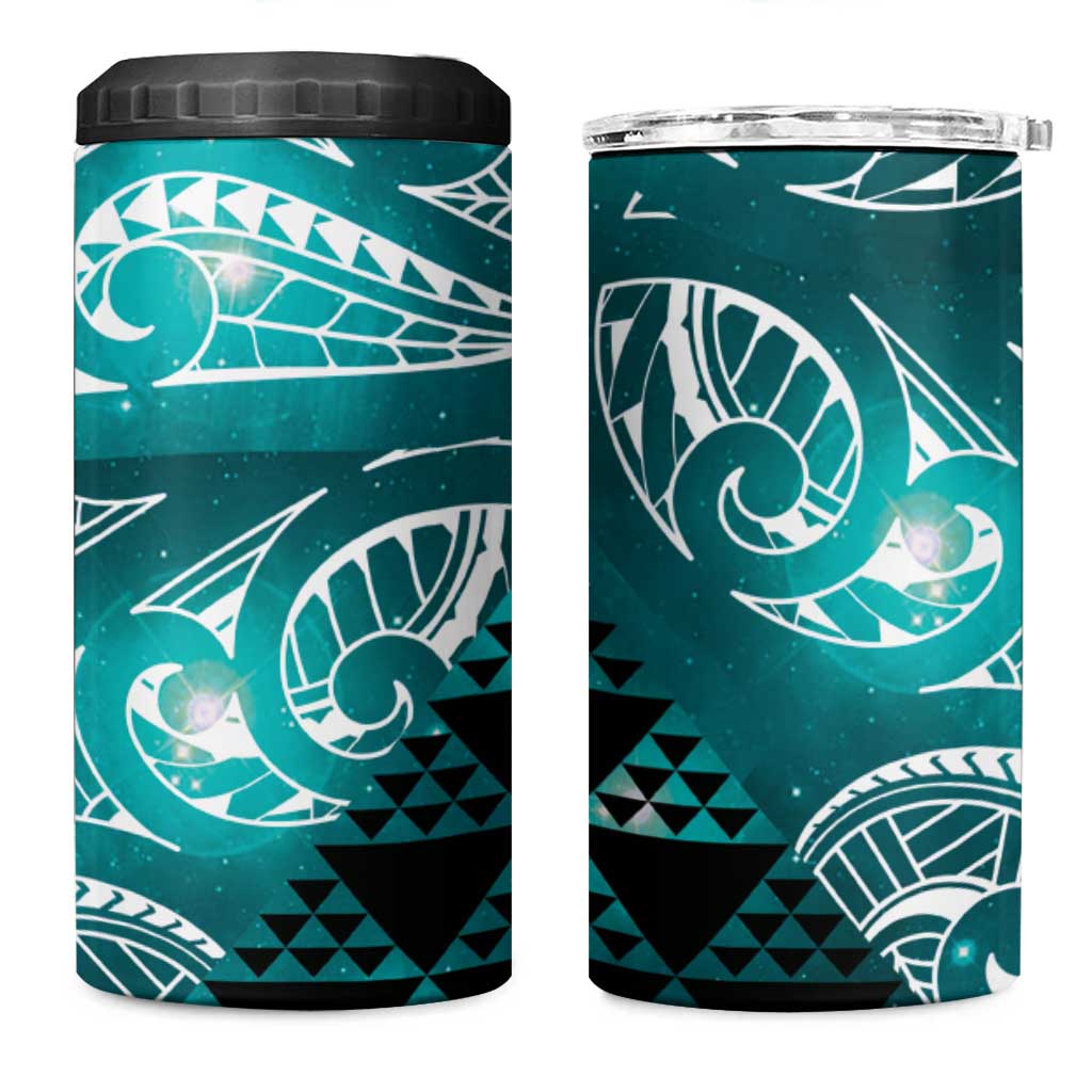 Matariki New Zealand 4 in 1 Can Cooler Tumbler NZ Niho Taniwha Maori New Year Cyan Galaxy