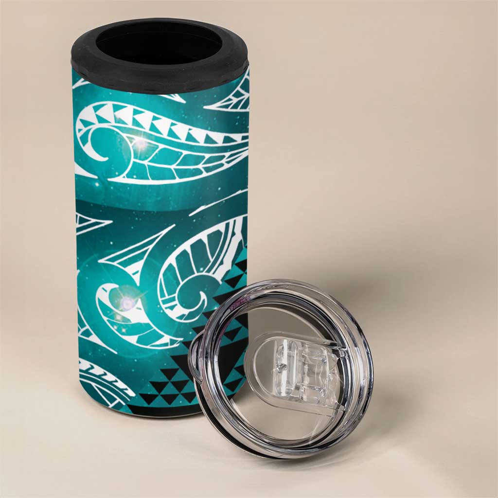 Matariki New Zealand 4 in 1 Can Cooler Tumbler NZ Niho Taniwha Maori New Year Cyan Galaxy